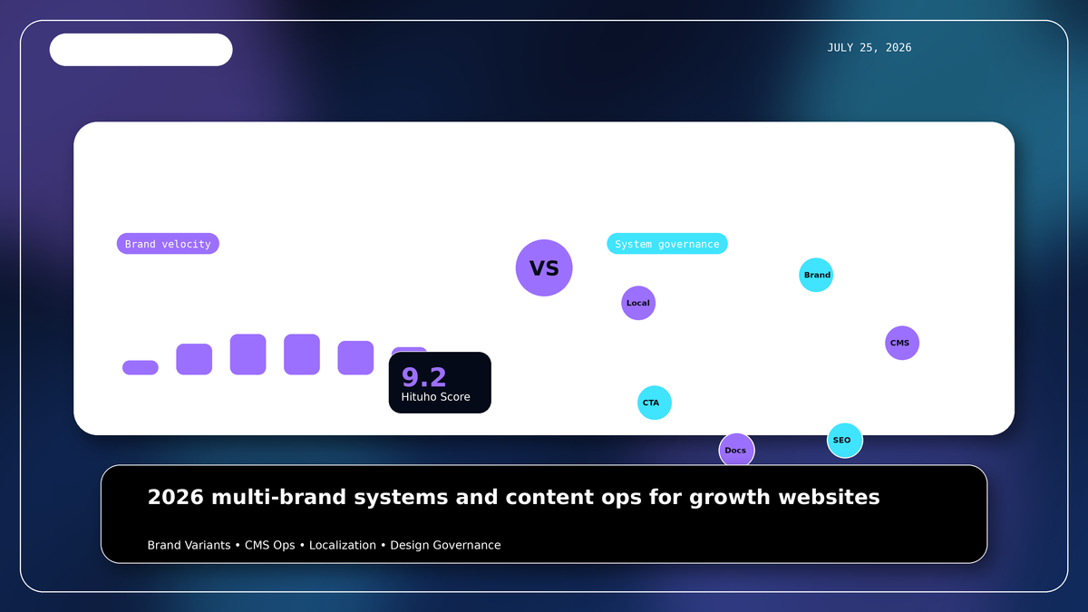 Framer AI vs Webflow 2026 multi-brand systems and content ops comparison cover by Hituho