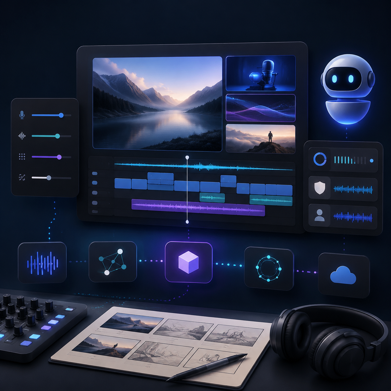 Descript Review 2026: AI Audio & Video Editing Guide workflow illustration
